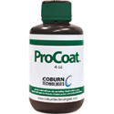 Bottle of ProCoat hard lens coating by Coburn Technologies, brown bottle with white and green label.